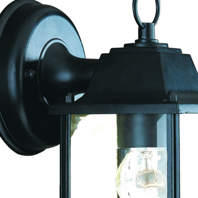 Homezia Matte Black Hanging Glass Lantern Wall Light