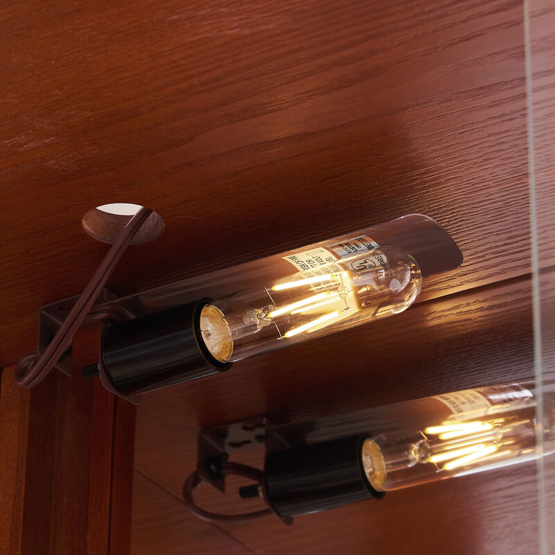 Elegant Glass Curio Cabinet with Lights and Adjustable Shelves