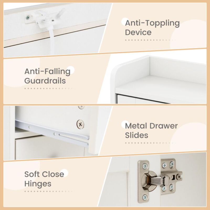 Hivvago Makeup Vanity Desk with Lighted Mirror and Charging Station