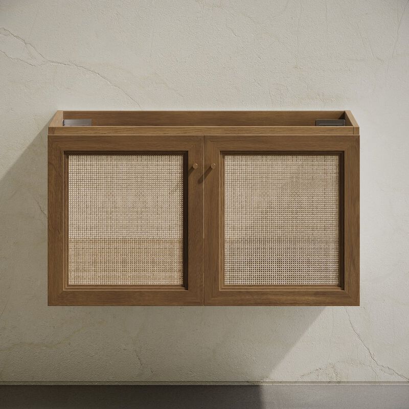 Classe 36" Wall-Mounted Bathroom Vanity in Brown Oak without Sink Top image number 3