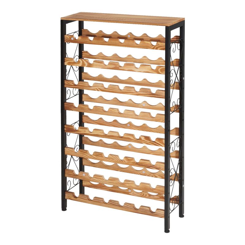 Floor Wine Storage Rack with Wood Top Holds 48 Bottles, 8 Tier Design image number 3