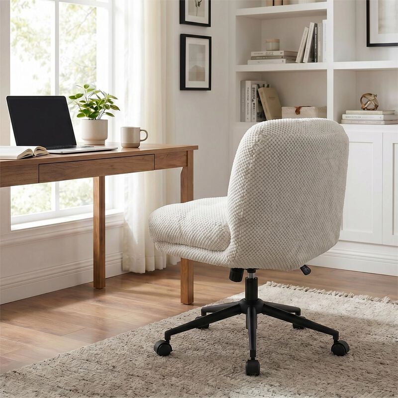 Cross Legged Office Chair No Arms, Adjustable Swivel Wider & Thickened, Ergonomic Desk Chair image number 4