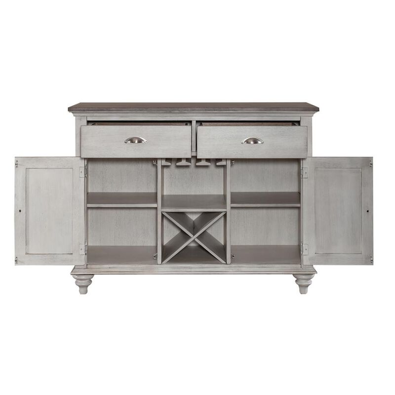 Liberty Furniture Ocean Isle Buffet in Antique White w/ Weathered Pine image number 6