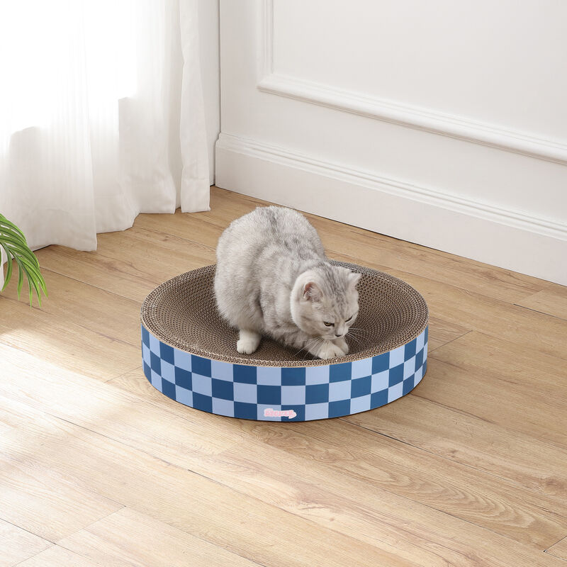 Nelson Modern Cardboard Round Bowl Cat Scratcher with Catnip