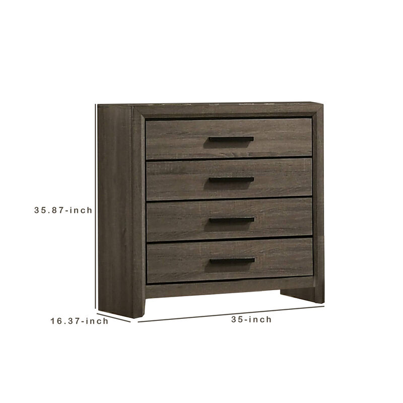Chest with Black Rectangular Pulls, Gray - Benzara