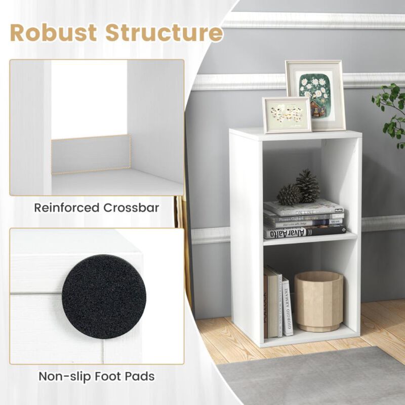 Hivvago 2 Cube Bookshelf with Back Guardrail for Living Room Bedroom