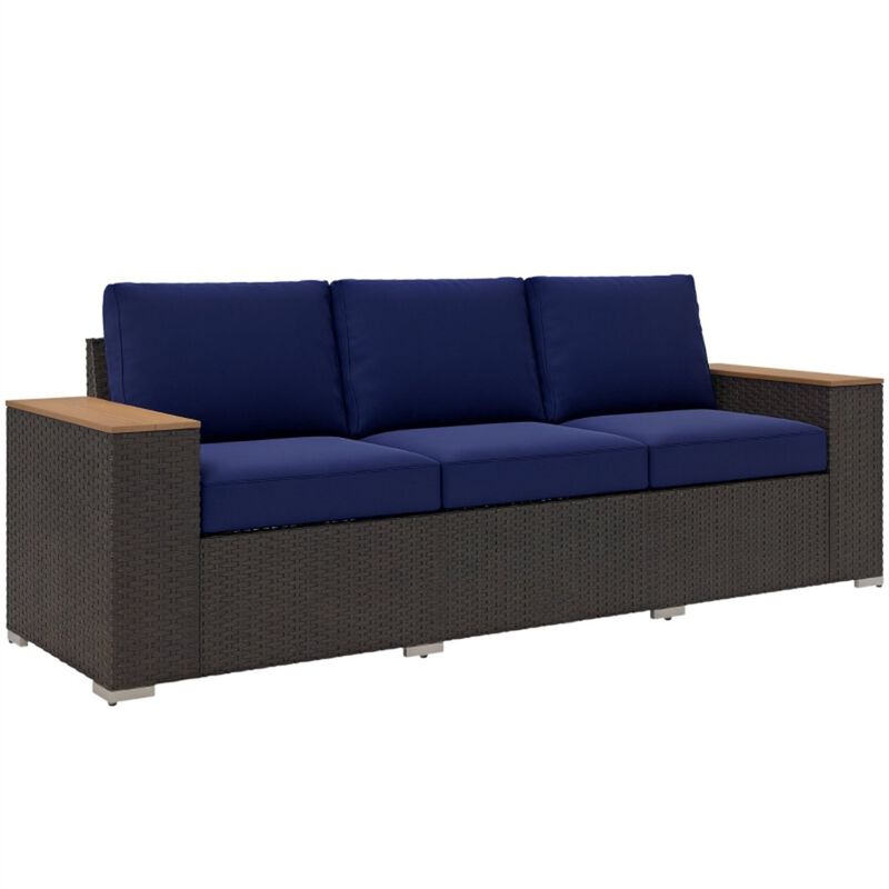 Modern Outdoor Patio Rattan Three-Seat Sofa for Backyard Seating image number 6