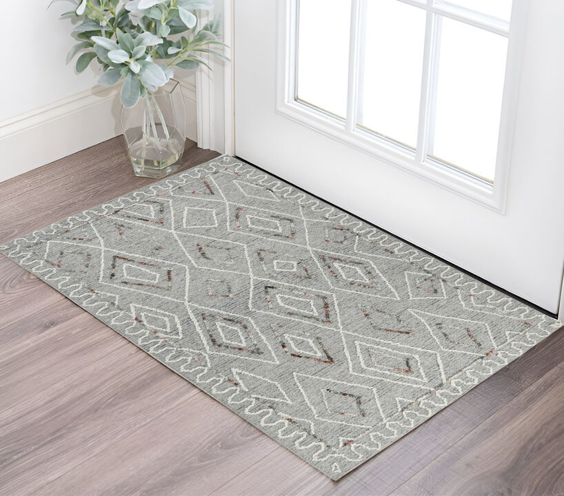 HomeRoots Wool Geometric Hand Hooked Area Rug