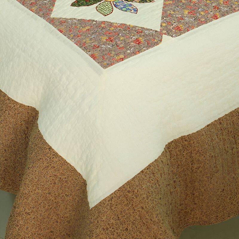 Queen Size Cotton 3-Piece Vermicelli Quilted Printed Quilt Set with Matching Shams image number 2