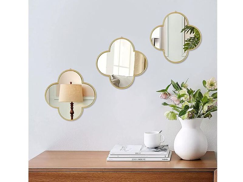 Clover Gold Wall Mirrors &ndash; 3-Pack Modern Home Decor Accent