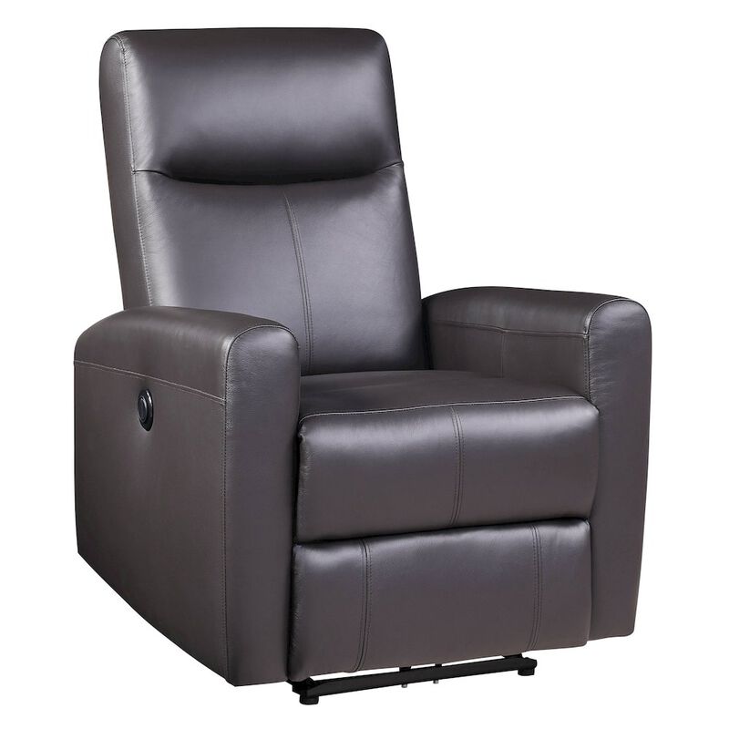 Plethoria Home Brown Power Recliner with Square Armrest