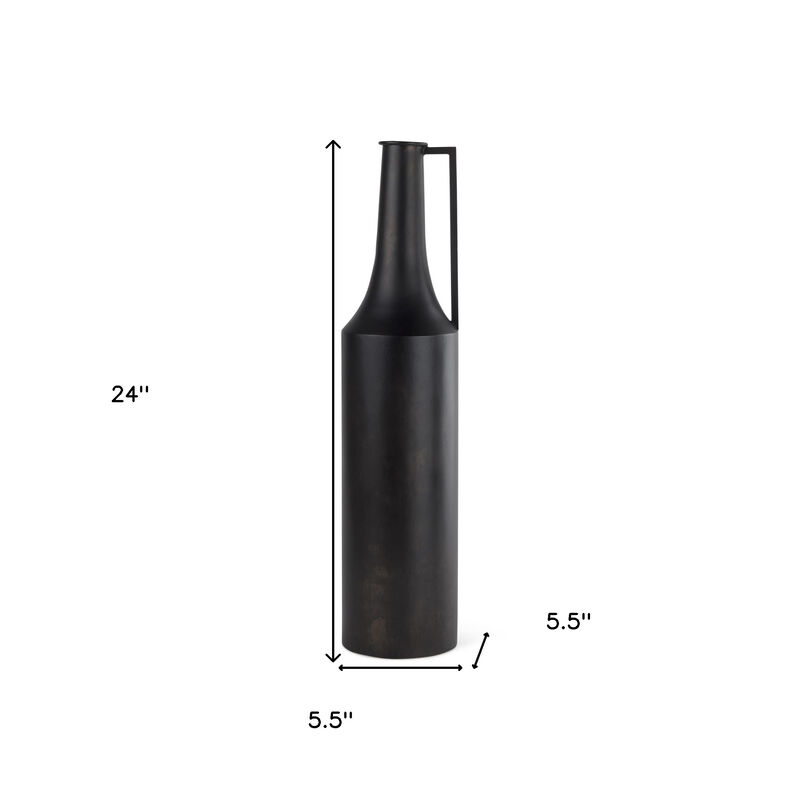 HomeRoots 24" Black Metal Jug Vase image number 3