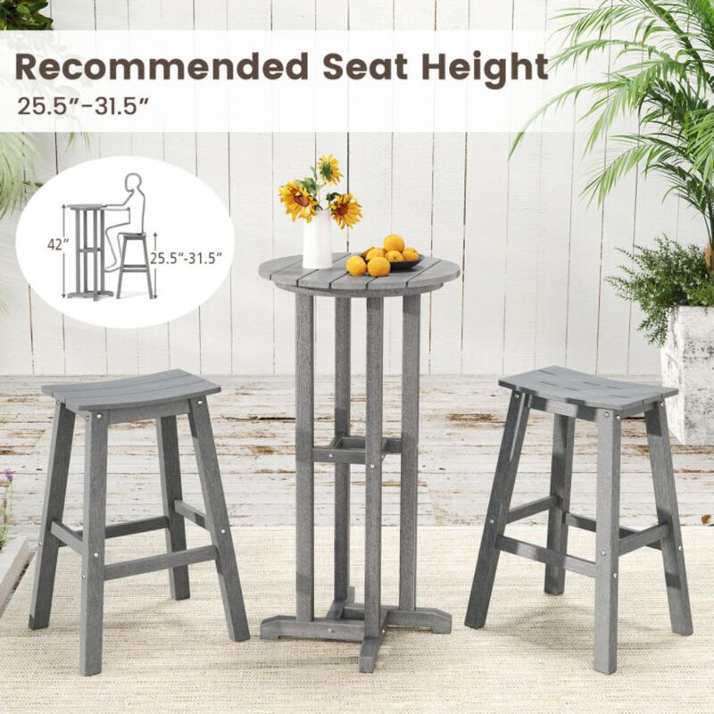 Hivvago Round Bar Table Patio HDPE Bar Height Dining Table with Slatted Tabletop