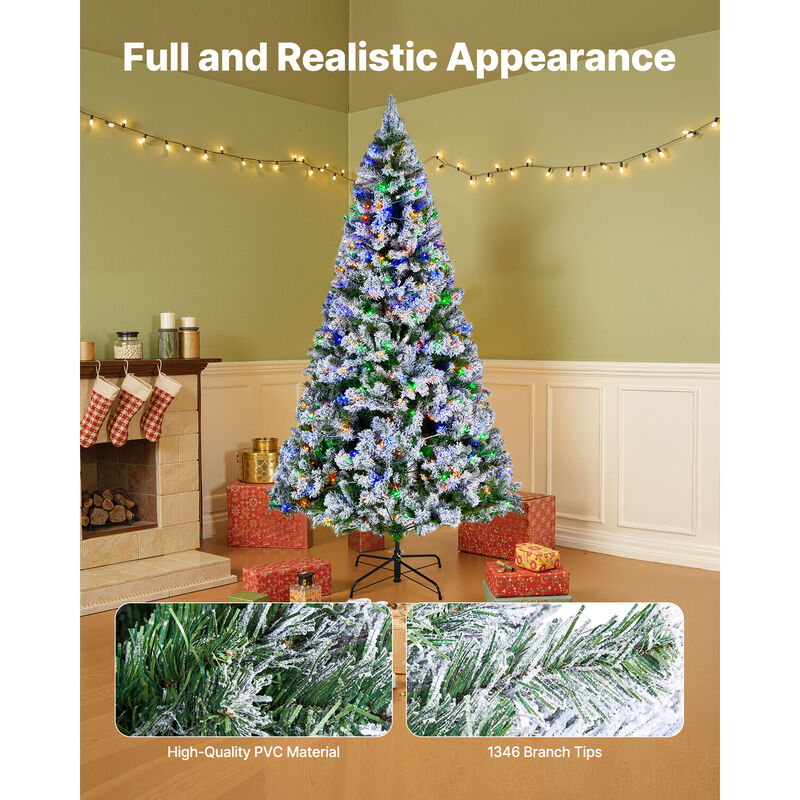 VEVOR Christmas Tree 7.2ft Prelit Snow Flocked Tree with 470 Colorful LED Lights image number 2