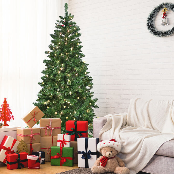 Whisen Green Christmas Tree with WiFi-Controlled RGB LED Lights, PVC Tips, 38 Light Functions, Music Sync, Hinged Structure & Metal Stand