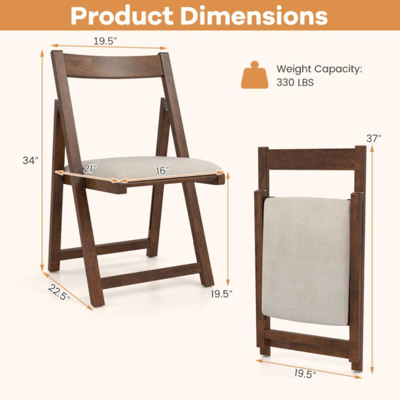 Hivvago Folding Upholstered Dining Chair Set of 4 with Curved Backrest