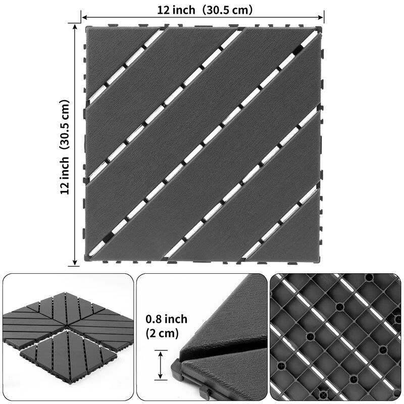 Plastic Interlocking Deck Tiles, 44Pcs Patio Deck Tiles,Waterproof Outdoor Flooring All Weather Use image number 2