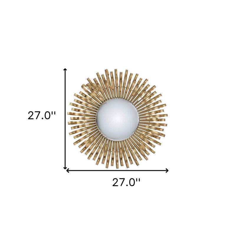 HomeRoots 27" Gold Sunburst Iron Framed Accent Mirror image number 6