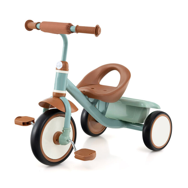 Toddler 3-Wheel Tricycle with Adjustable Seat and Storage Basket for Kids