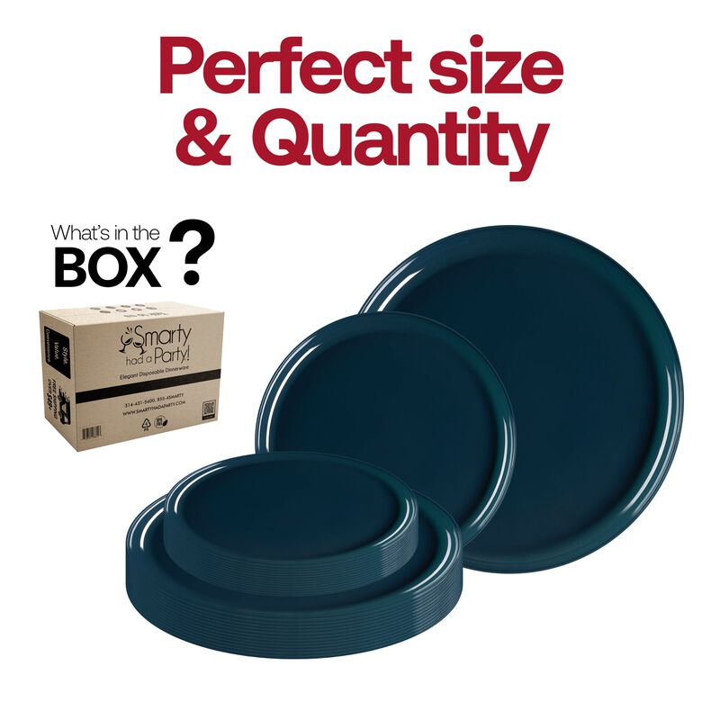 Navy Flat Round Plastic Dinnerware Value Set (40 Sets) image number 4