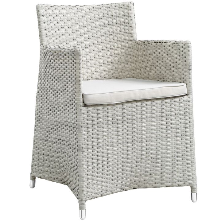 Modway EEI-1505-GRY-WHI Junction Wicker Rattan Outdoor Patio Dining Armchair with Cushion, Gray White