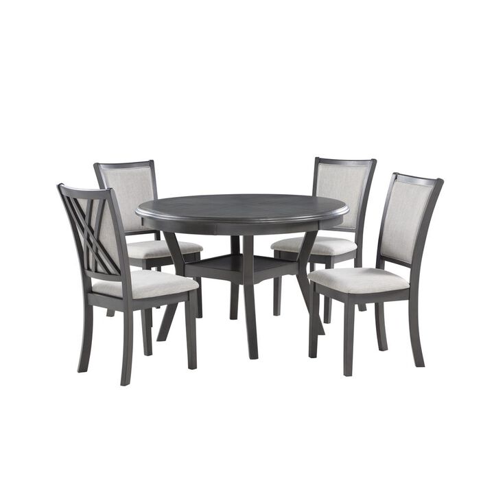 New Classic Furniture Furniture Amy 5-Piece Contemporary Wood Dining Set in Gray