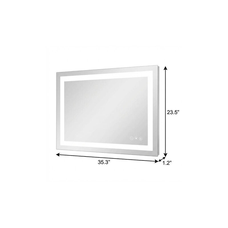 HomeRoots 24" Lighted Frameless Anti Fog Bathroom Vanity Mirror image number 3