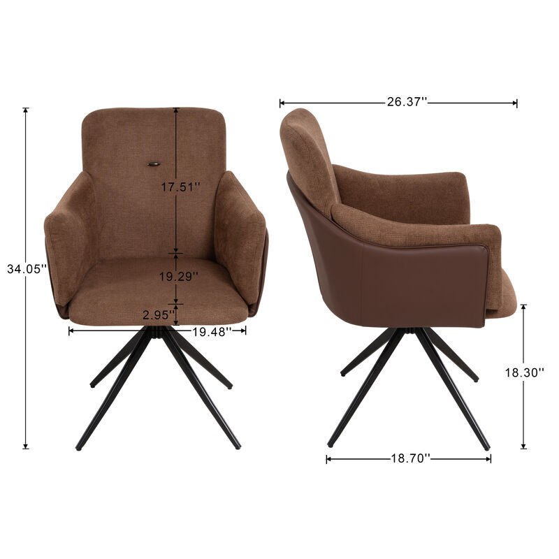 GOODSILO Modern Swivel Accent Chairs Set with Adjustable Foot Pads for Home Office Dining Room Comfortable Seating image number 2