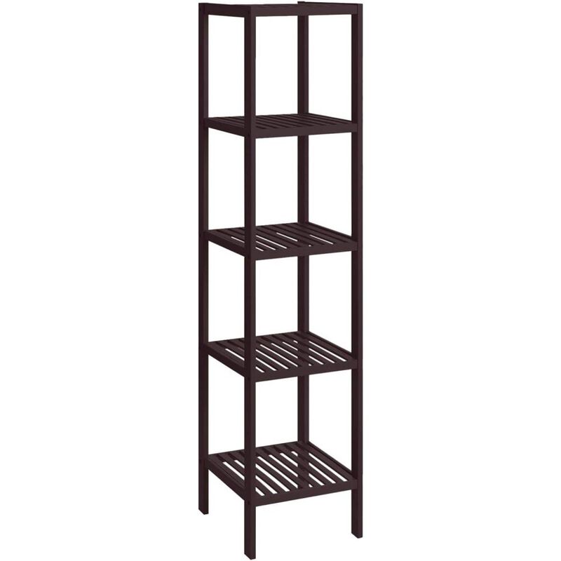Hivvago Brown Bamboo Wood 4-Shelf Versatile Storage Unit Rack Narrow Bookcase