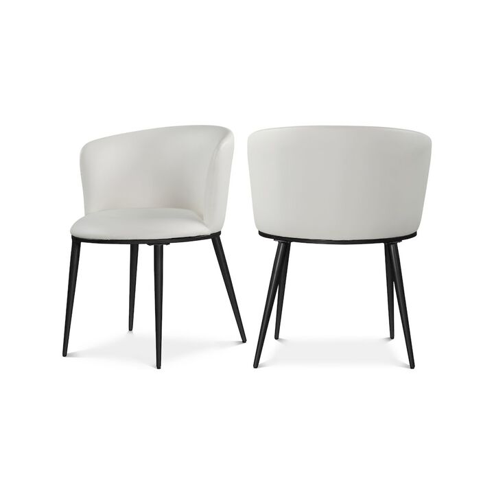 Meridian Furniture Skylar White Vegan Leather Dining Chair, Set of 2