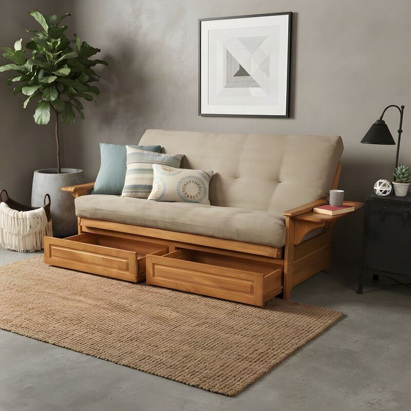 Phoenix Frame-Butternut Finish-Suede Peat Mattress-Storage Drawers image number 4