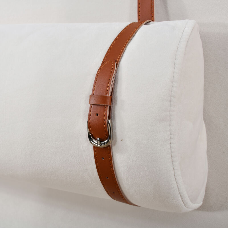 Merax Velvet Platform Bed  with Built-in Pillows