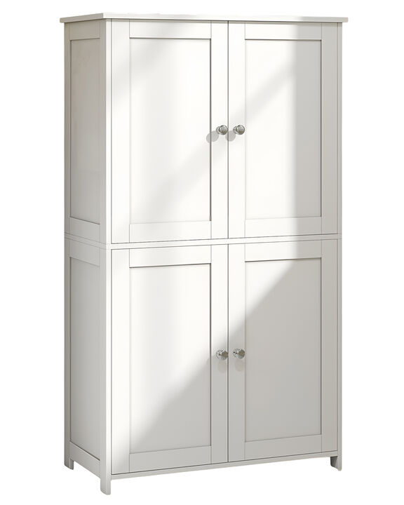 White Freestanding Floor Cabinet with Adjustable Shelves and Doors