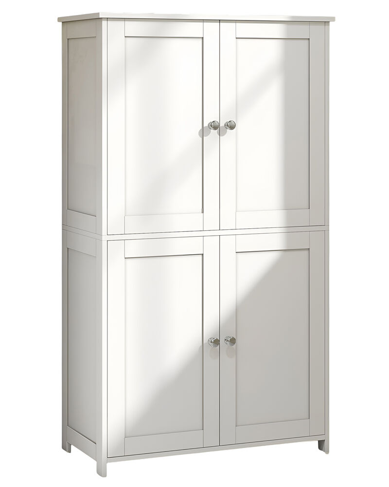 White Freestanding Floor Cabinet with Adjustable Shelves and Doors image number 0