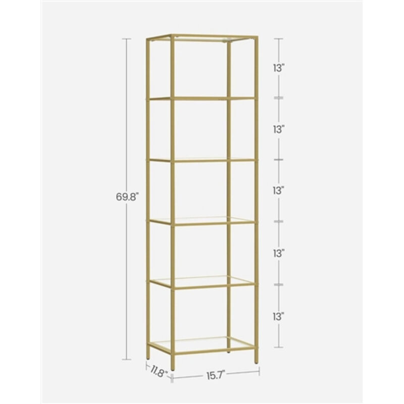 Narrow Glass Shelf Bookcase Bedroom Living Office Bath Storage Unit