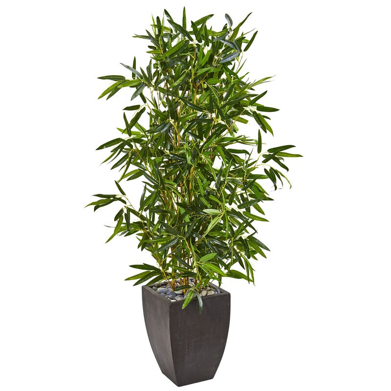 Hivvago 5 Feet Bamboo Artificial Tree in Black Planter (Real Touch) UV Resistant (Indoor/Outdoor)