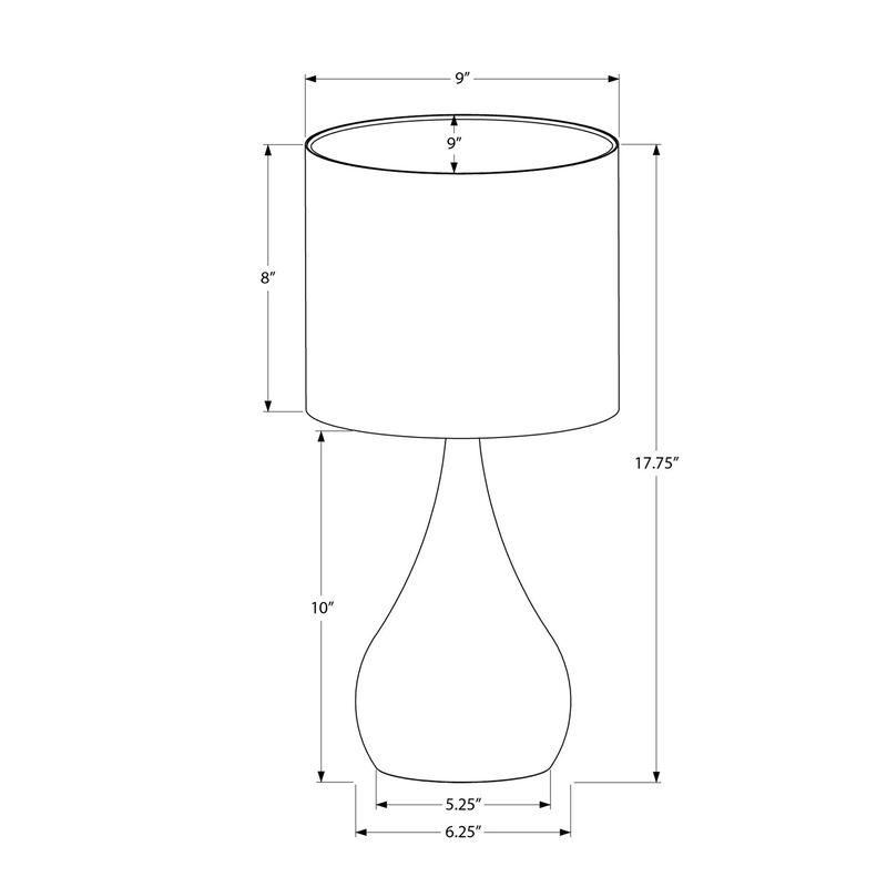 Monarch Specialties I 9639 - Lighting, Set Of 2, 18"H, Table Lamp, Black Metal, Ivory / Cream Shade, Contemporary