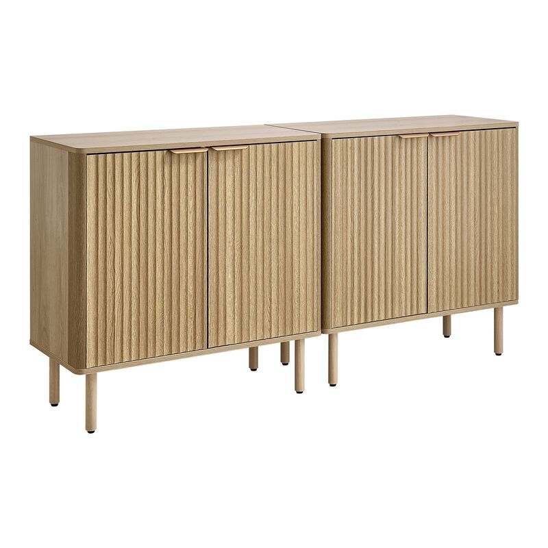 Mid Century Coffee Bar Cabinet with 4 Barn Doors & Storage image number 3