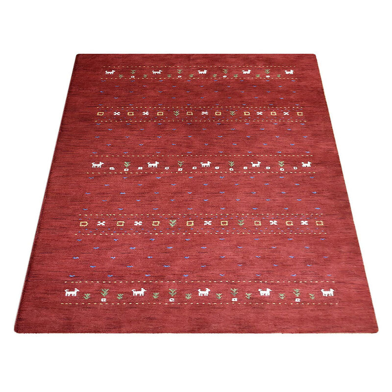 RUGSOTIC CARPETS HAND KNOTTED LOOM WOOL ECO-FRIENDLY AREA RUGS  - Contemporary Design, High Pile Thick Handmade Anti Skid Area Rugs for Living Room, Bed Room (L00585) image number 1