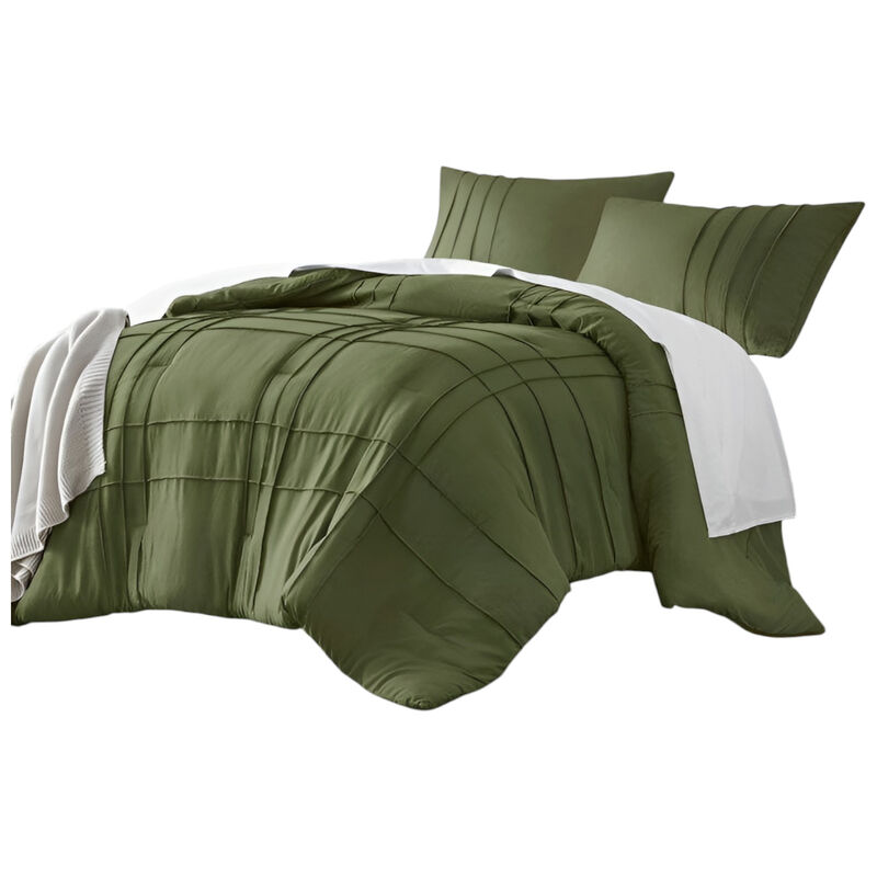 3-Piece Soft Microfiber Pleated Comforter Set &ndash; Lightweight & Cozy