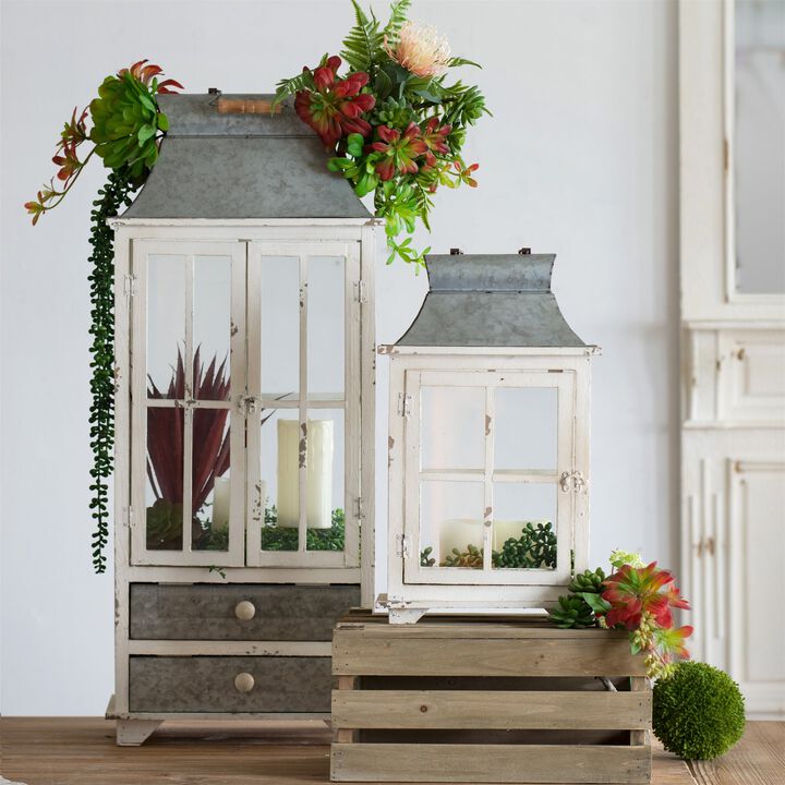 Clihome Wooden Candle Lantern Decorative Lantern Holder Decor for Outdoor, Home Garden Wedding