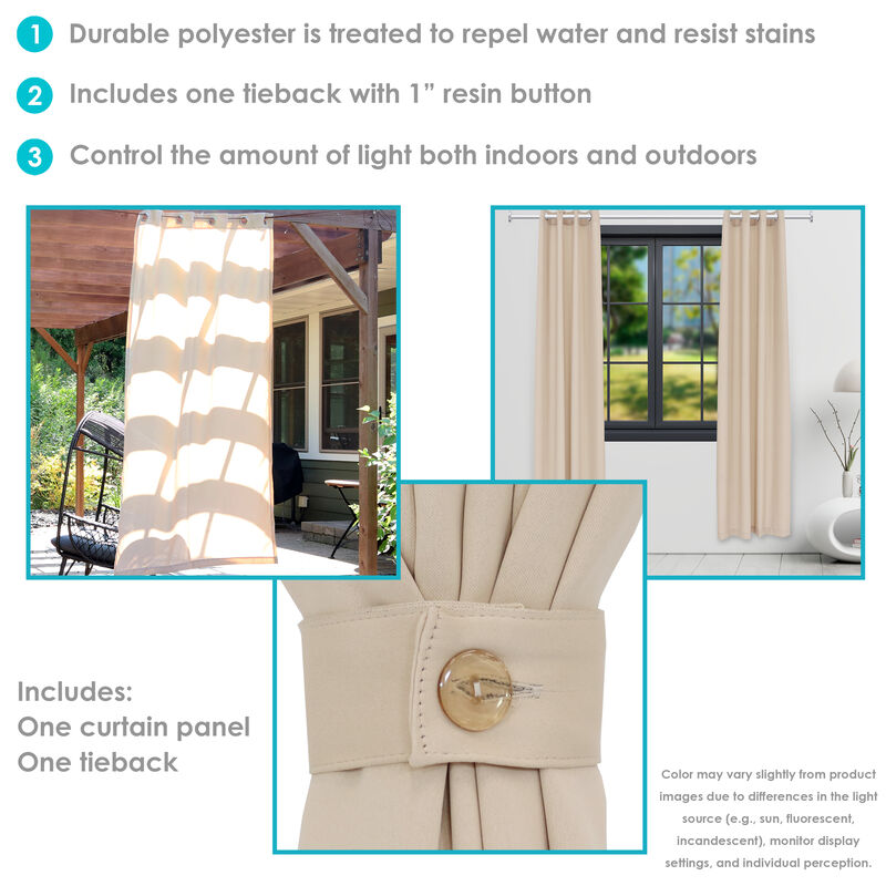 Sunnydaze Modern Outdoor Curtain Panel - 52 in x 96 in