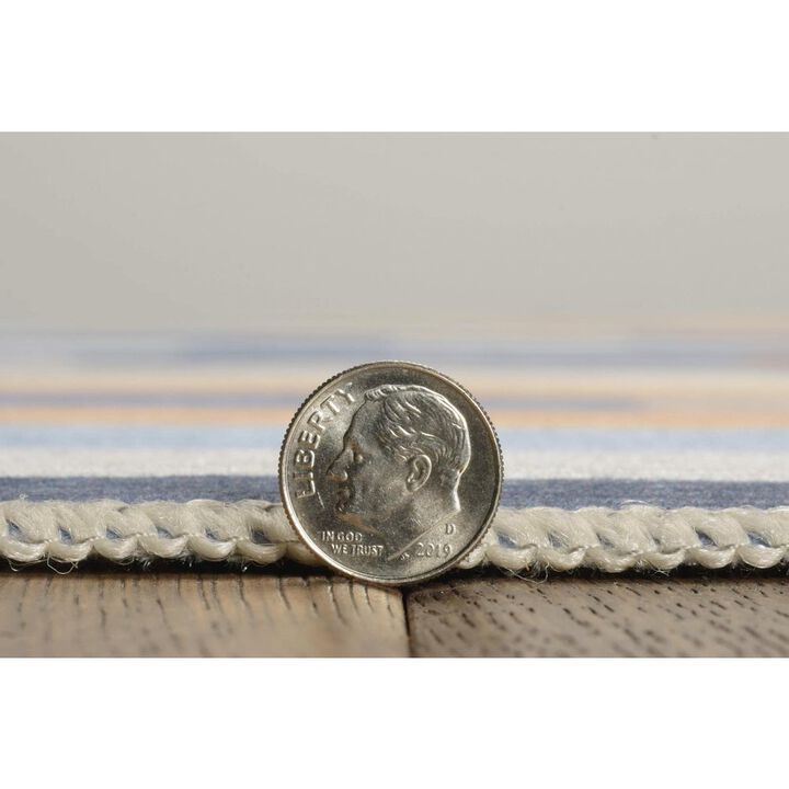 Linon Outdoor Washable Miami Ivory & Blue, Rug