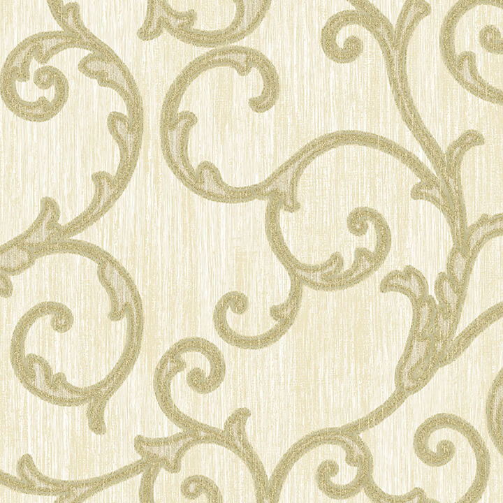Stitched Gold Scroll Wallpaper