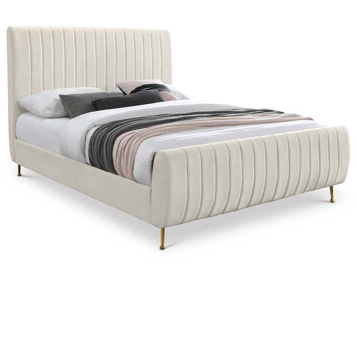 Meridian Furniture Zara Cream Velvet King Bed