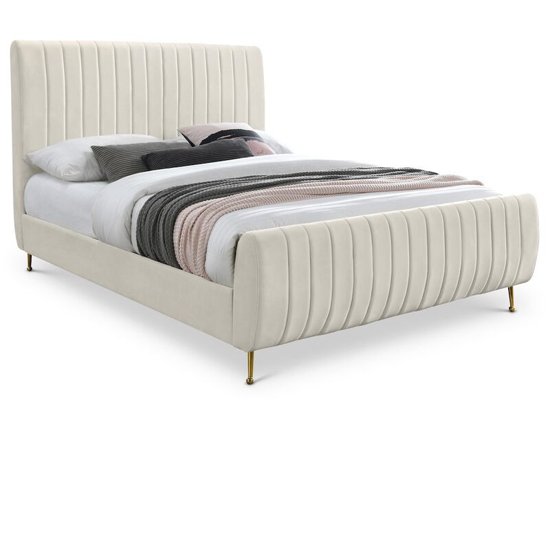 Meridian Furniture Zara Cream Velvet King Bed