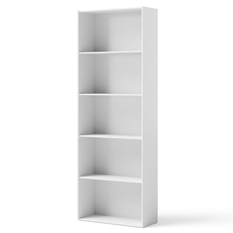 Hivvago 5-Shelf Storage Bookcase Modern Multi-Functional Display Cabinet-White
