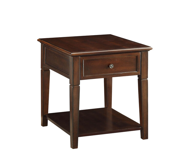 Compact Wood Rectangular End Table with Drawer and Shelf for Small Spaces