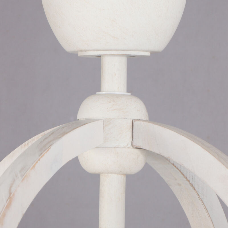 18.4" Farmhouse White Wooden Globe Bobo Fandelier Ceiling Fan with Remote