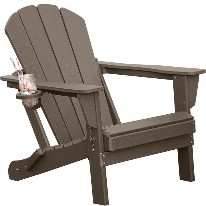 Folding Outdoor Adirondack Chairs with Cup Holders